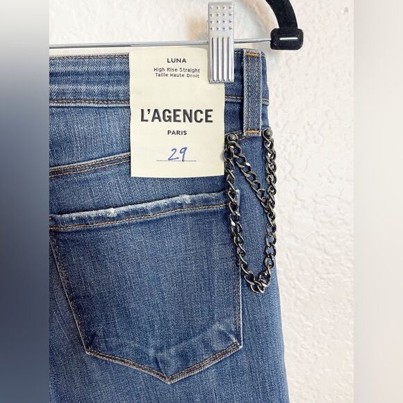 L'AGENCE Luna Chain Detail Ripped Skinny Jeans 29. New - Picture 9 of 12